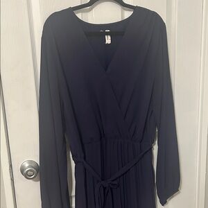 Chic Long Sleeve Navy Dress